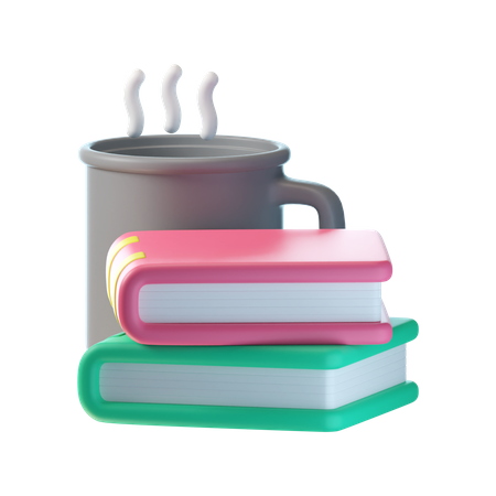 Tasse auf Bücherstapel  3D Icon