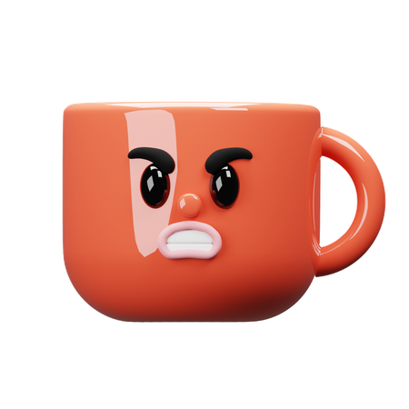 Tasse de dessin animé en colère  3D Icon