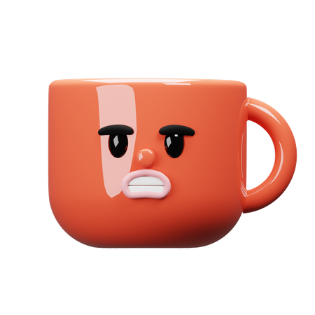 Tasse de dessin animé, mauvaise humeur  3D Icon