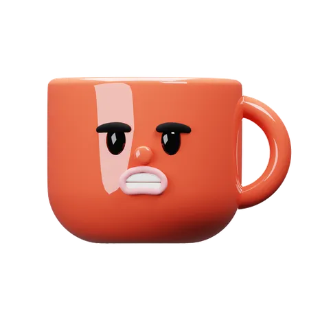 Tasse de dessin animé, mauvaise humeur  3D Icon