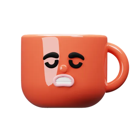 Tasse de dessin animé triste  3D Icon