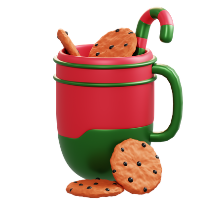 Tasse et biscuit de Noël  3D Illustration