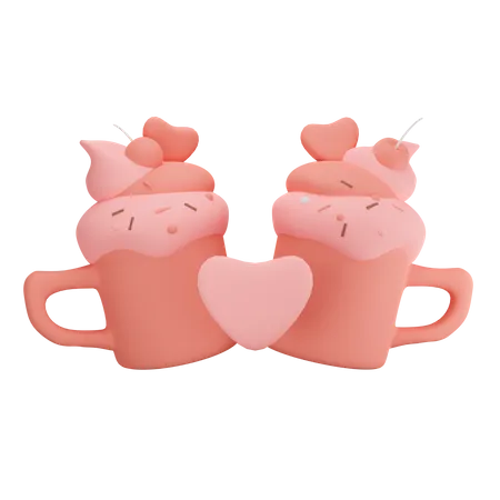 Tasse de Saint Valentin avec de la glace  3D Illustration