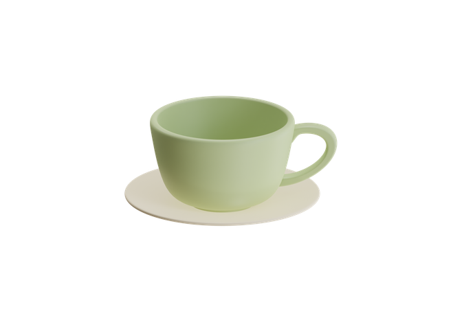 Tasse en céramique verte sur soucoupe  3D Icon