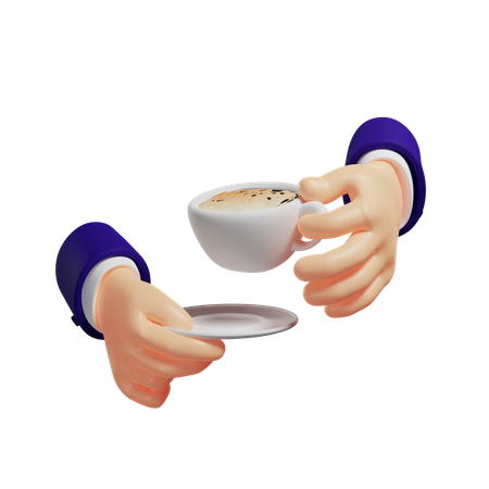 Tasse Kaffee in den Händen  3D Illustration