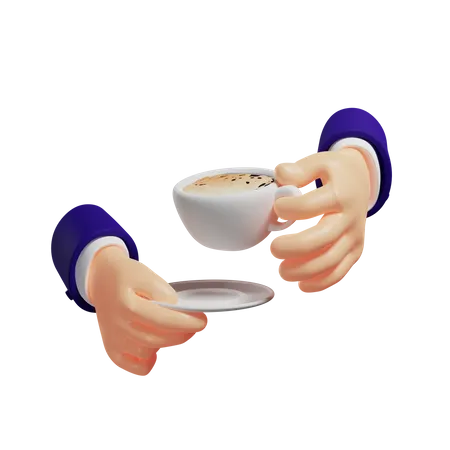 Tasse Kaffee in den Händen  3D Illustration