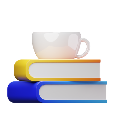 Tasse sur une pile de livres  3D Icon