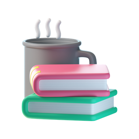 Tasse sur une pile de livres  3D Icon