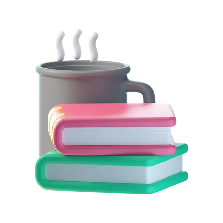 Tasse sur une pile de livres  3D Icon