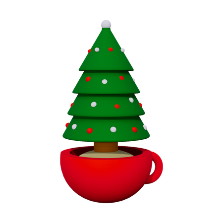 Tasse und Weihnachtsbaum  3D Icon