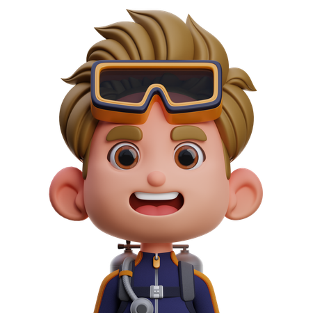 Taucher Mann  3D Icon