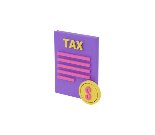 3 D Tax Papper And Dollar Coin Icon 3D Illustration