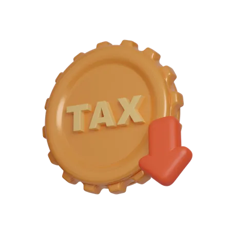 Tax Decrease Coin 3 D Icon Financial And Banking 3 D Illustration 3D Icon