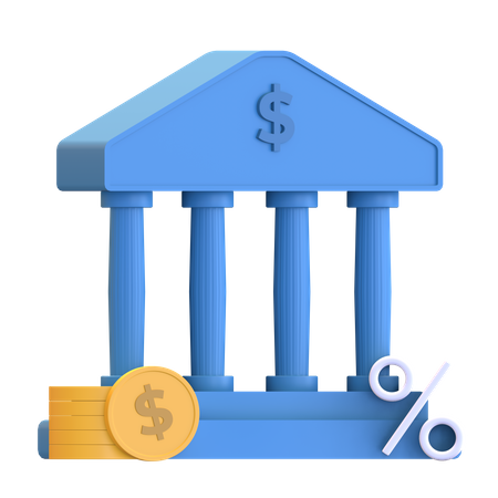 Tax House Bank 3D Illustration