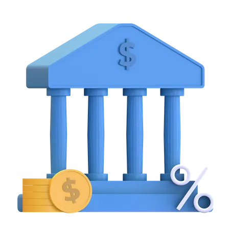 Tax House Bank  3D Illustration