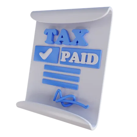 3 D Illustration Tax Payment Document 3D Icon