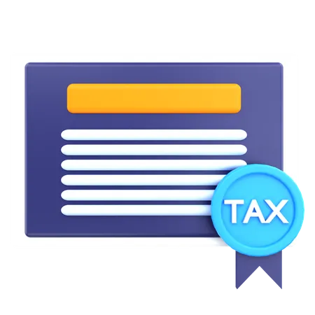 3 D Render Tax Certificate Illustration 3D Icon