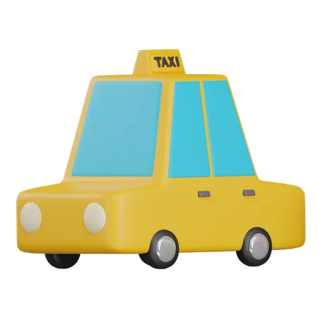 3 D Yellow Cab Car Isolated Glossy Toy Taxi Car Design Element On Transparent Background 3D Icon