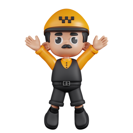 Taxi Driver Doing Jumping Celebration  3D Icon