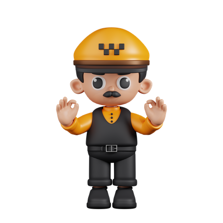 Taxi Driver Giving Ok Hand Gesture  3D Icon