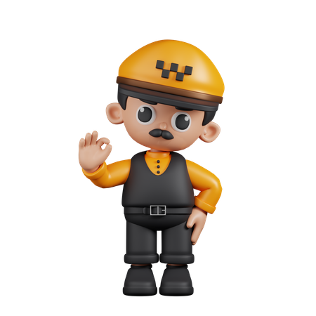 Taxi Driver Giving Ok Sign  3D Icon