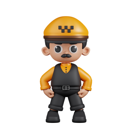 Taxi Driver In Hero Stance  3D Icon