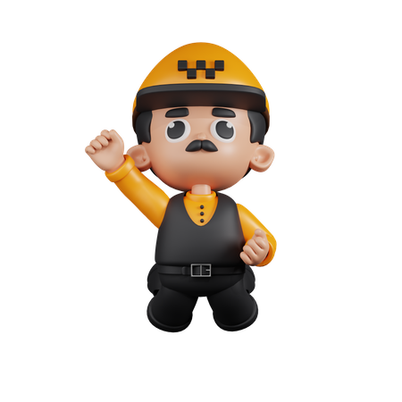 Taxi Driver Jumping In The Air  3D Icon