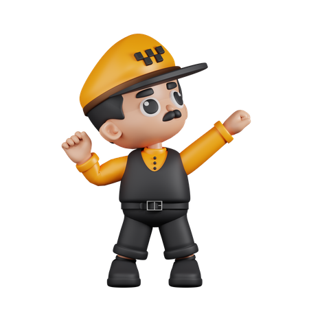 Taxi Driver Looking Victorious  3D Icon