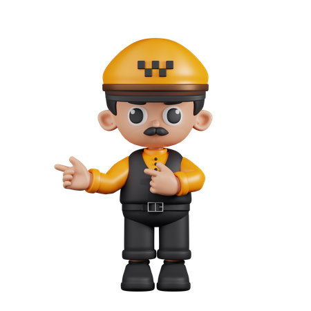 Taxi Driver Pointing Fingers In Direction  3D Icon