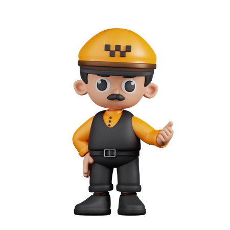 Taxi Driver Pointing Next  3D Icon