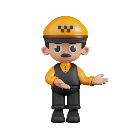 Taxi Driver Pointing To Something  3D Icon