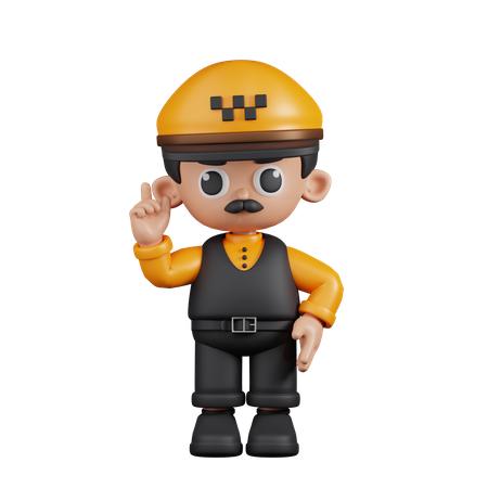 Taxi Driver Pointing Up  3D Icon