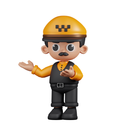 Taxi Driver Presenting  3D Icon