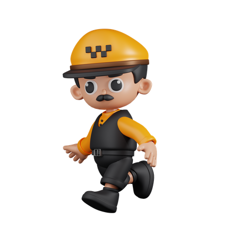 Taxi Driver Running  3D Icon