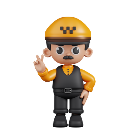 Taxi Driver Showing Peace Sign  3D Icon