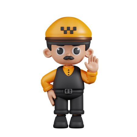 Taxi Driver with Hands Up  3D Illustration