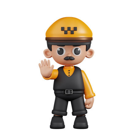 Taxi Driver with Stop Sign  3D Icon