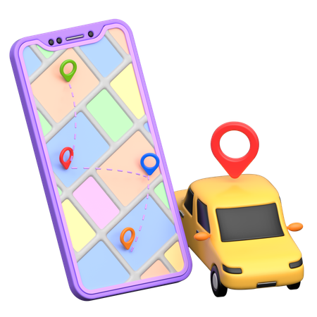 Taxi Tracking And Booking  3D Icon