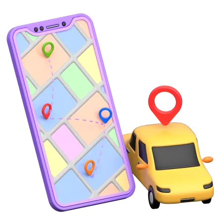 Taxi Tracking And Booking  3D Icon