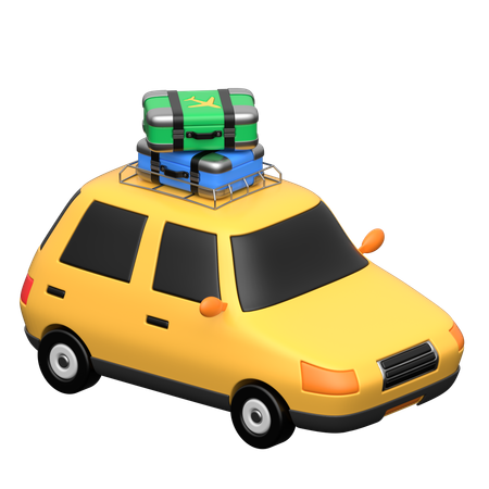 荷物を積んだタクシー  3D Icon