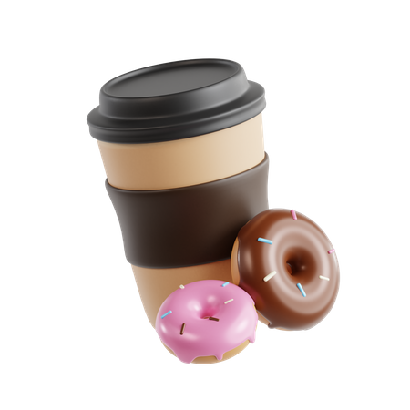 Taza de café y donut  3D Icon