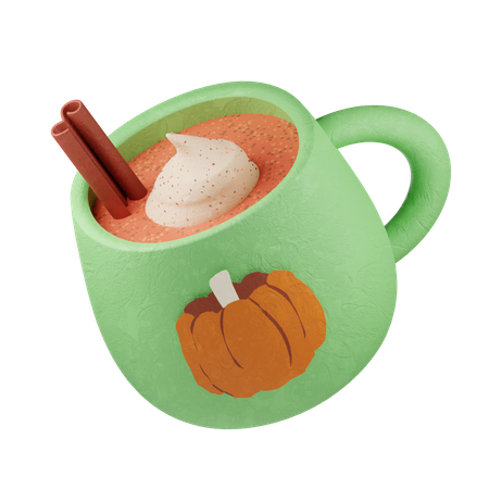 Taza de café con leche con especias de calabaza  3D Icon