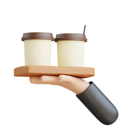 Tazas de café en la mano  3D Icon