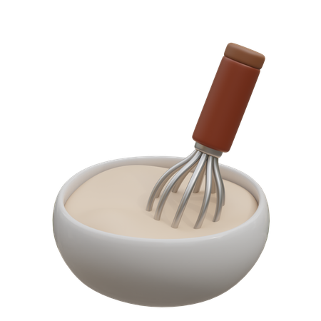 Tazón de masa con batidor  3D Icon
