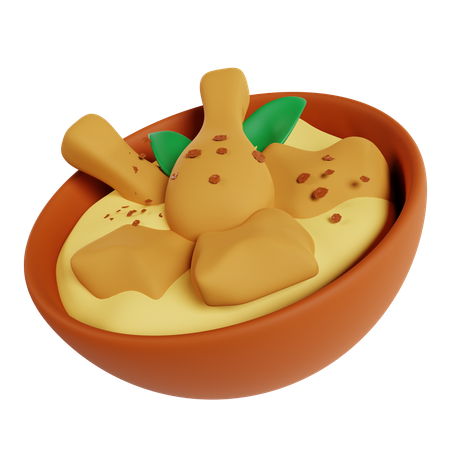 Plato de sopa de pollo  3D Icon