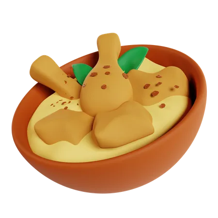 Plato de sopa de pollo  3D Icon