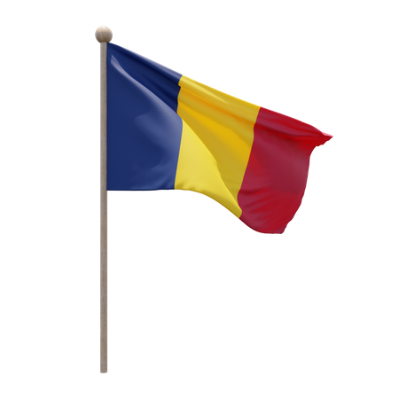 Mât de drapeau du Tchad  3D Flag