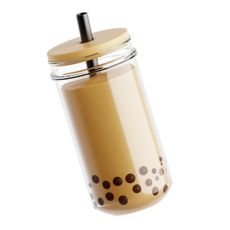 Té de burbujas en un vaso alto  3D Icon