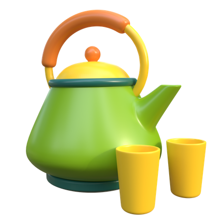 Tea Kettle And Cup  3D Icon