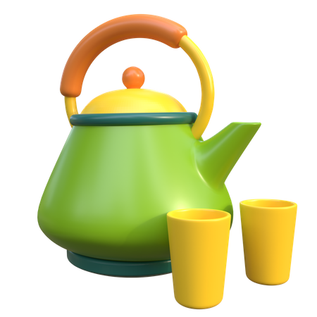 Tea Kettle And Cup  3D Icon